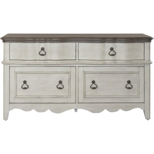 Chesapeake Credenza in Brushed White & Taupe